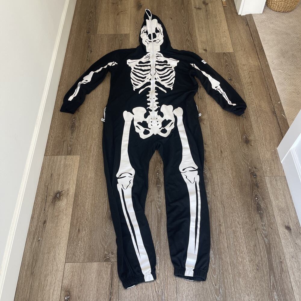 Skeleton Costume Full Zip Adult Mens Sz L Two Sided Face Whole Body Quality